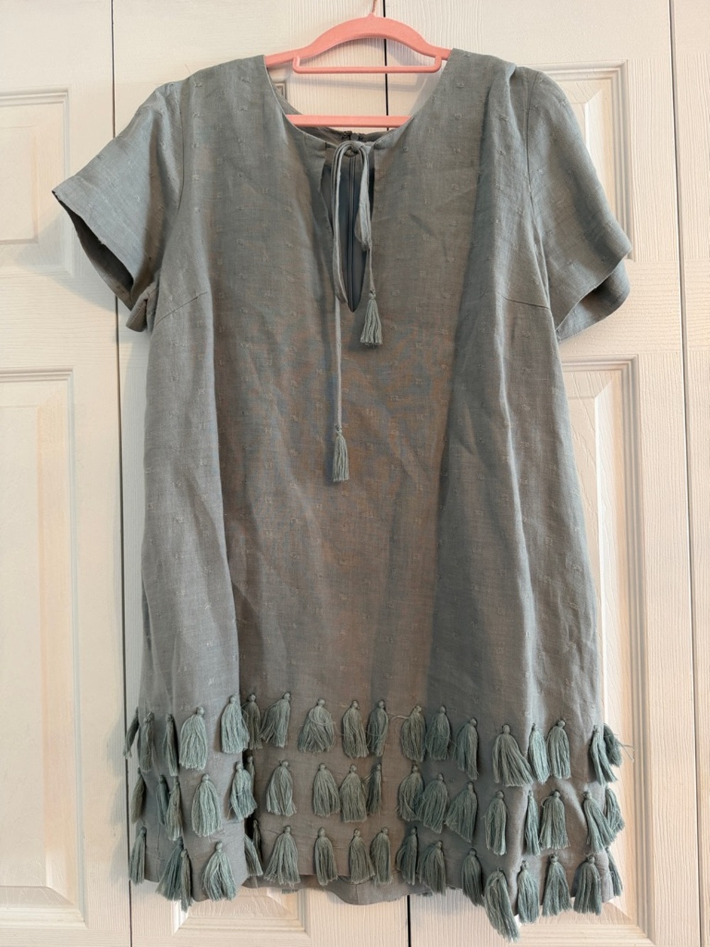 Tularosa Sage Green Tassel Mini Dress